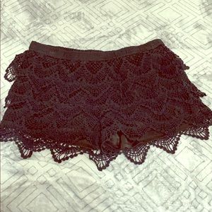 Black crochet detail skort